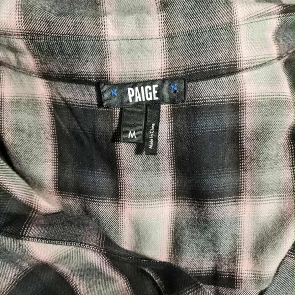 PAIGE Pink & Black Oversized Princess Punk Emo Alt Flannel Fall Shirt M - Picture 6 of 9